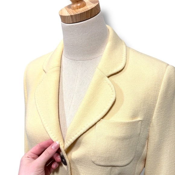 ESCADA Cashmere Wool Retro Blazer Jacket in Canary Yellow Size Small - Picture 6 of 11
